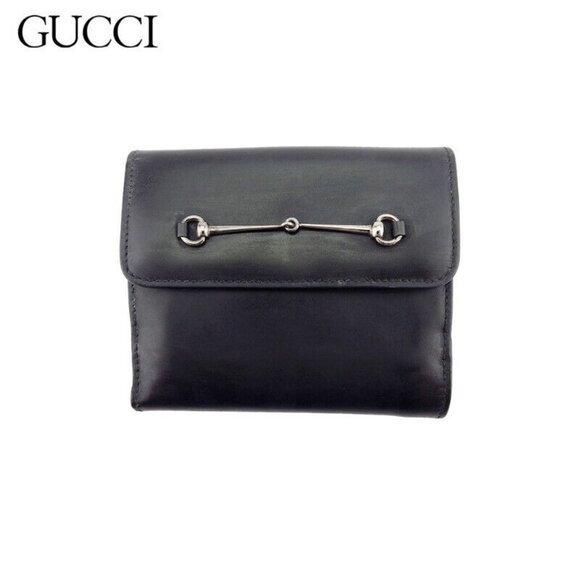 GUCCI W Hook Wallet Horsebit Enamel Leather Authentic Used - Picture 2 of 11